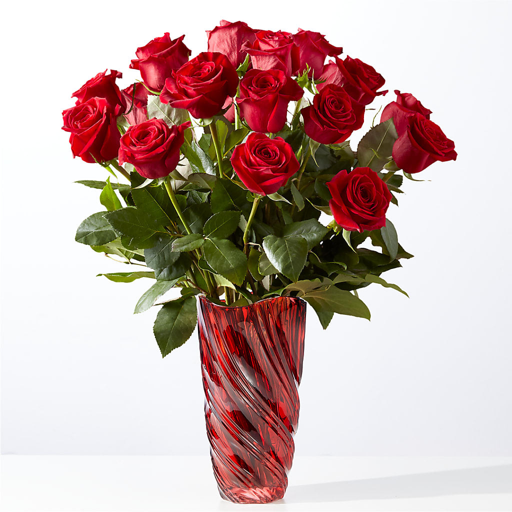 Classic Love Red Rose Bouquet with Luxe Swirl Vase – Love Blossoms, Easton PA