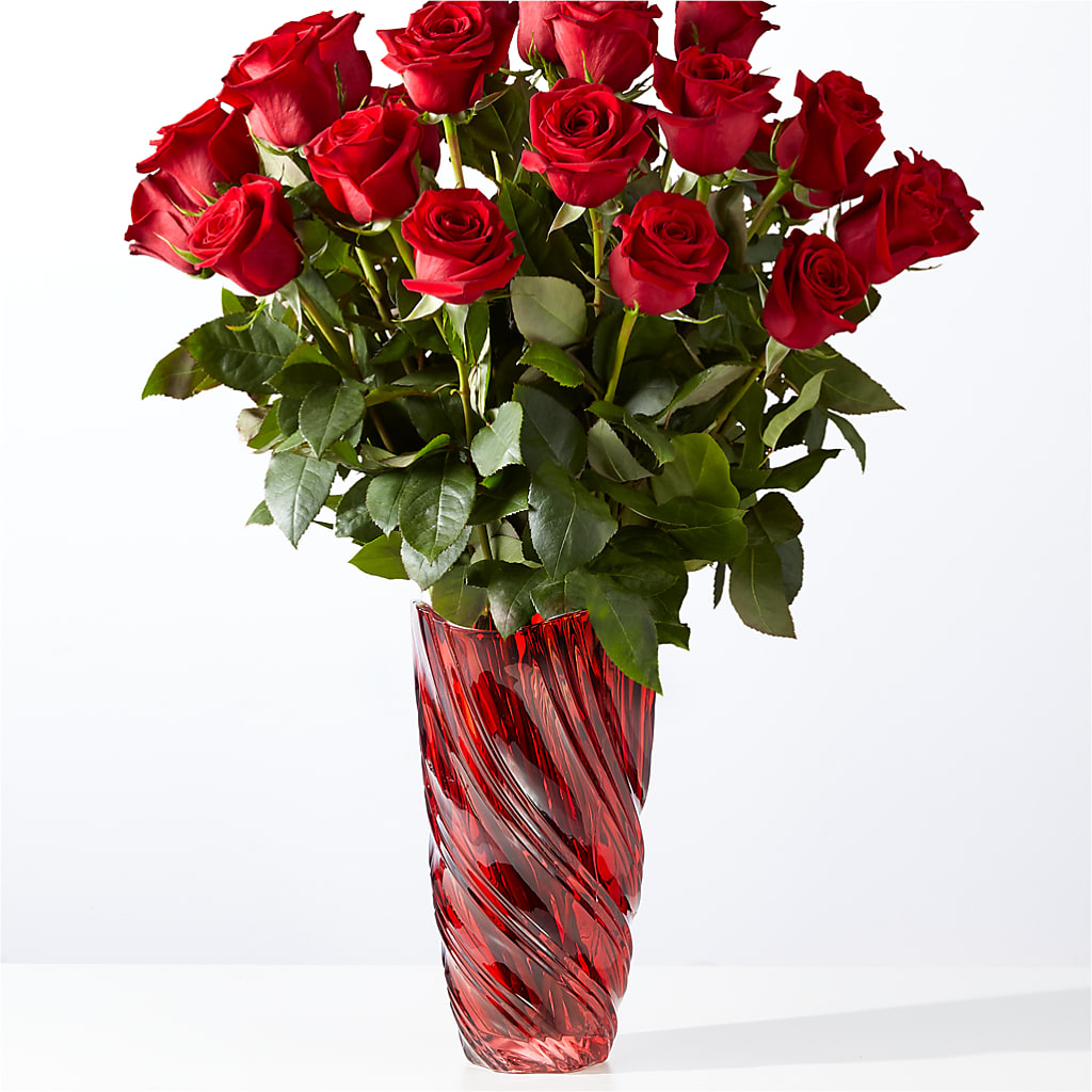 Classic Love Red Rose Bouquet with Luxe Swirl Vase – Love Blossoms, Easton PA