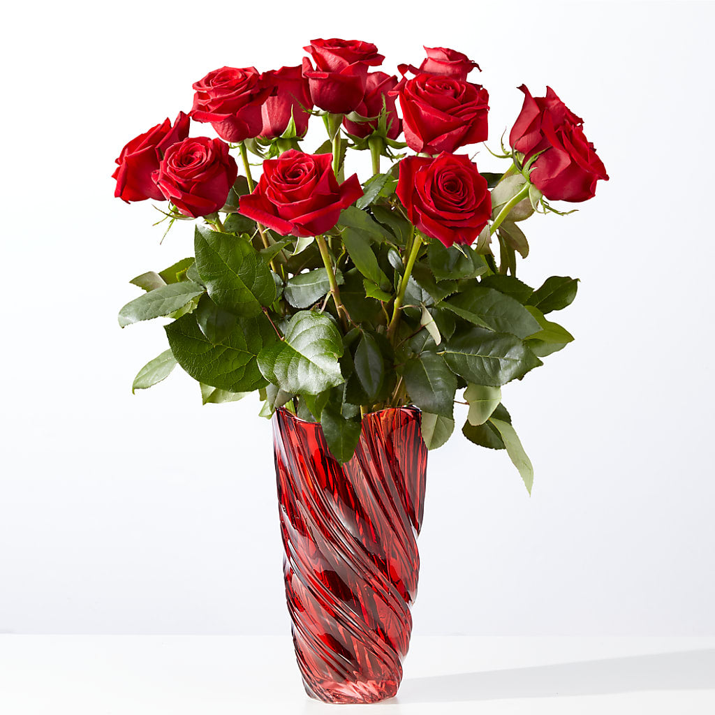 Classic Love Red Rose Bouquet with Luxe Swirl Vase – Love Blossoms, Easton PA