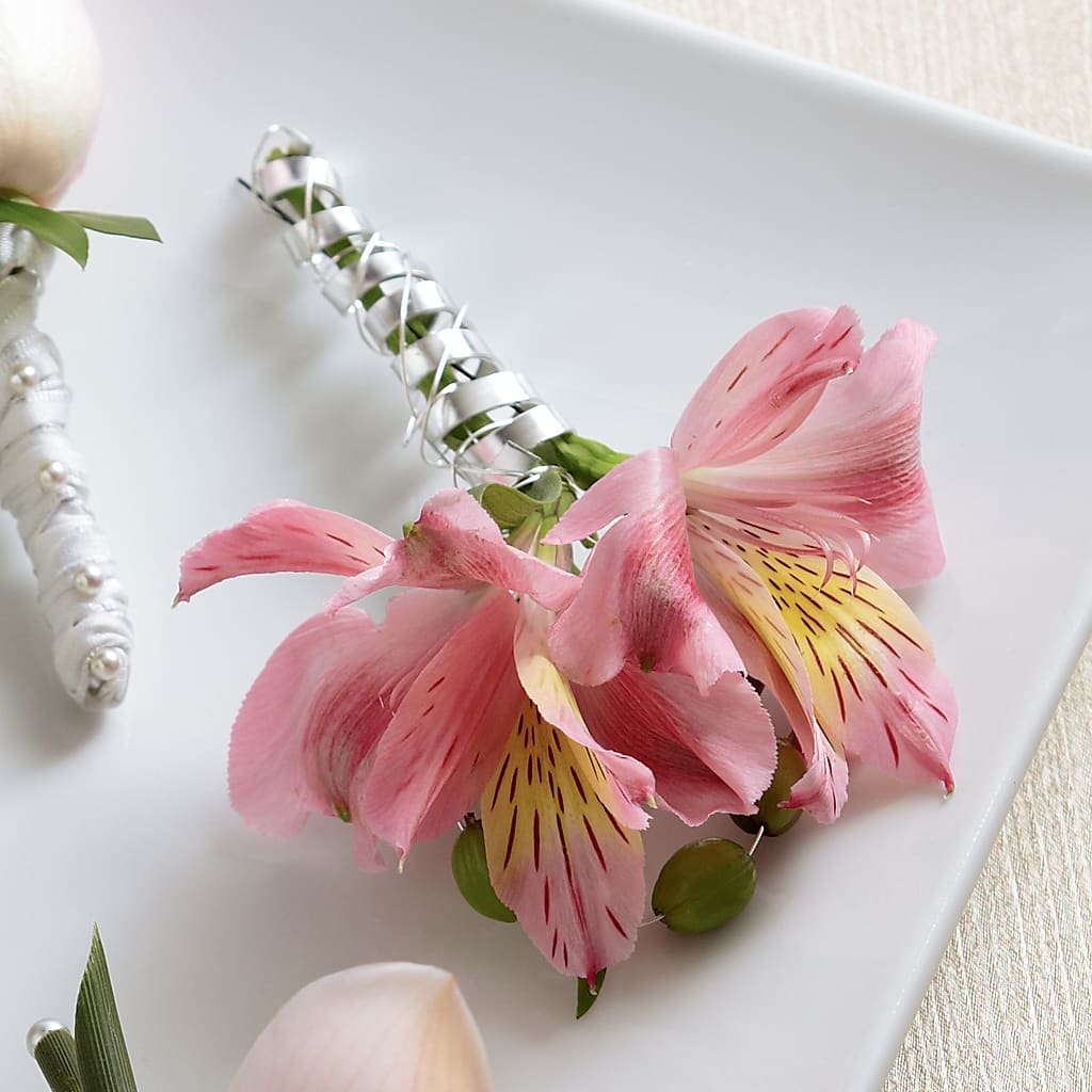 Pink Peruvian Lily Boutonniere – Love Blossoms, Easton PA