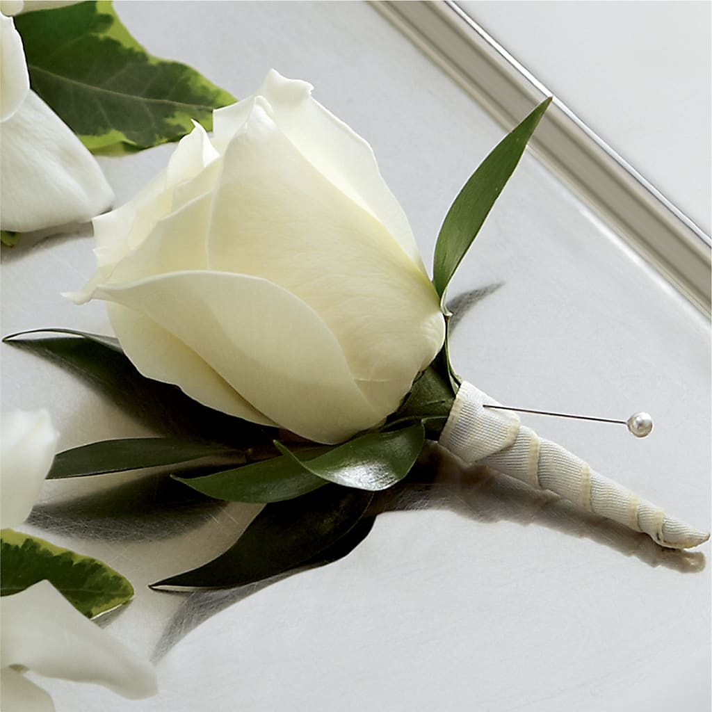 White Rose Boutonniere – Love Blossoms, Easton PA