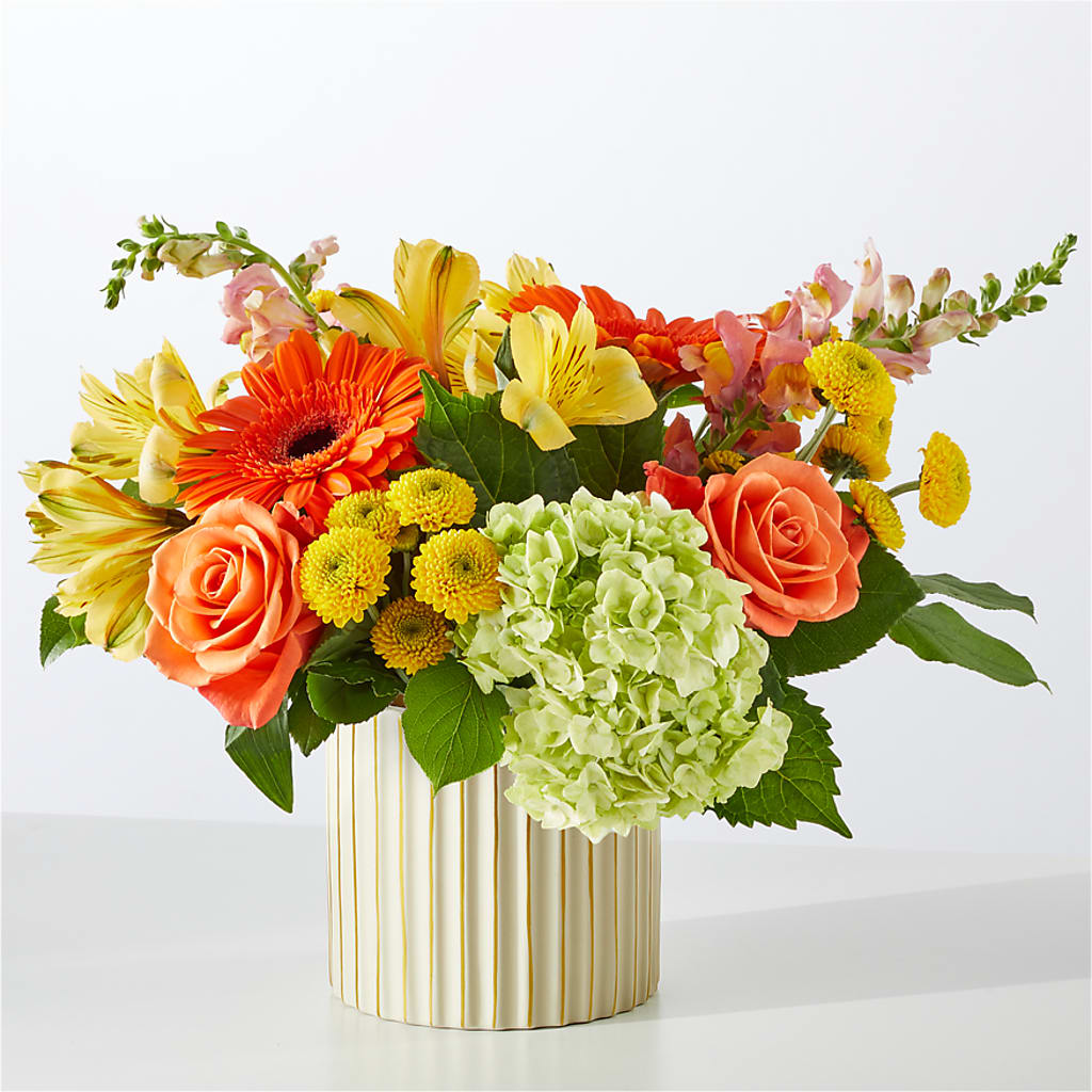 Autumn Sunshine Bouquet with Ivory Vase –  Love Blossoms, Easton PA