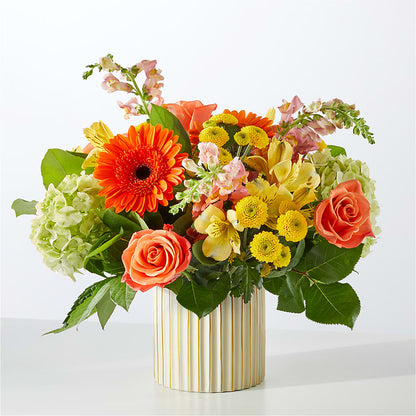 Autumn Sunshine Bouquet with Ivory Vase –  Love Blossoms, Easton PA