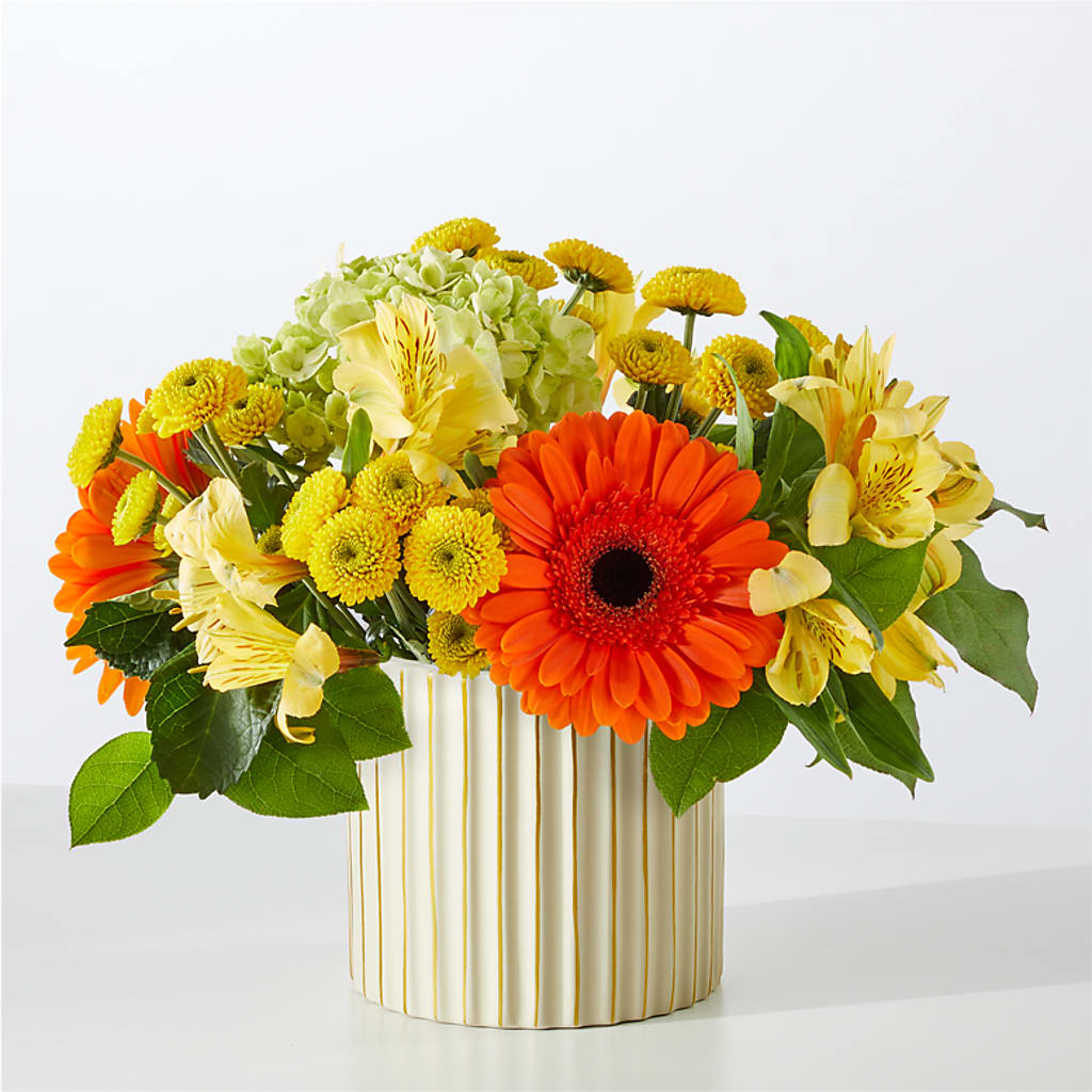 Autumn Sunshine Bouquet with Ivory Vase –  Love Blossoms, Easton PA