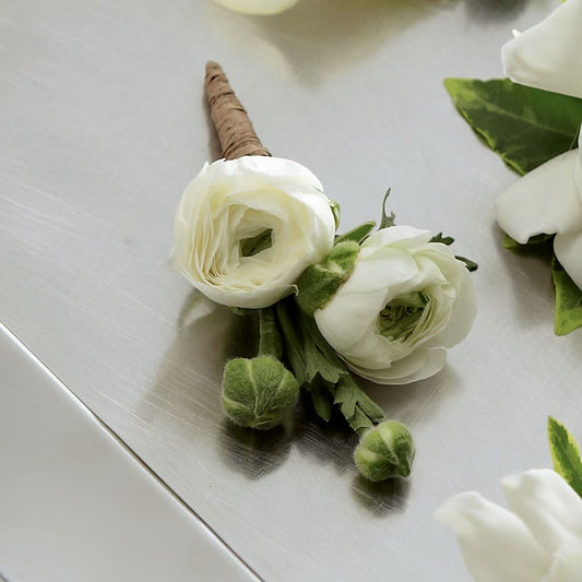 White Ranunculus Boutonniere –  Love Blossoms, Easton PA