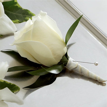 White Rose Boutonniere –  Love Blossoms, Easton PA